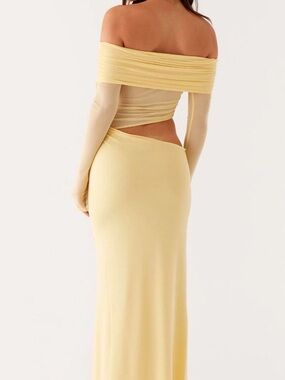 Peppermayo Pale Yellow Off-Shoulder Maxi Dress